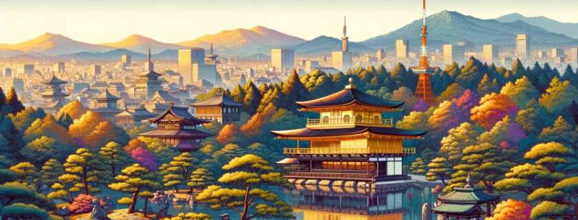 A panoramic view of Kyoto, capturing the essence of its rich history and cultural heritage