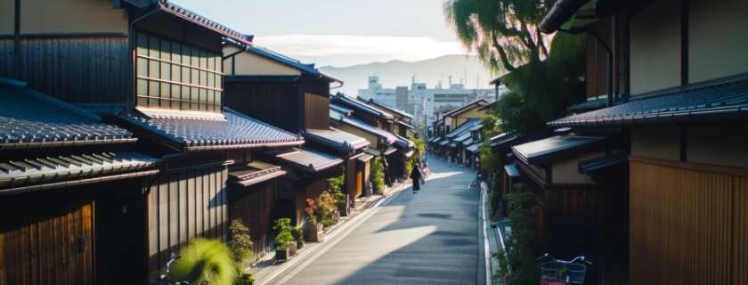 A serene view of the streets in Kyoto