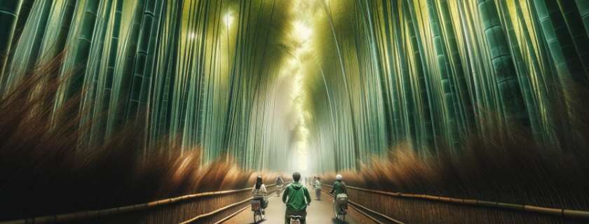 a cycling tour through the mesmerizing Arashiyama Bamboo Grove