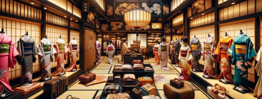 one of the best Kyoto kimono rental spot, showcasing the luxurious setting and wide selection of high-quality kimonos