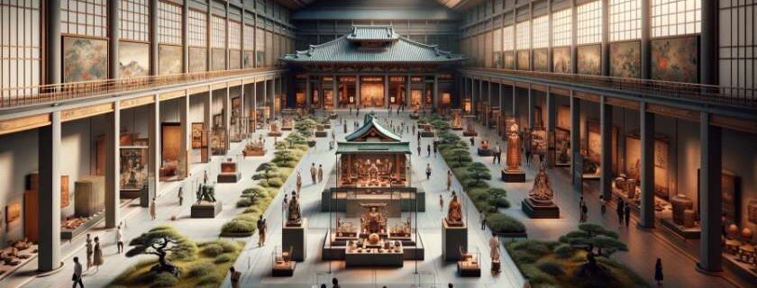 the Kyoto National Museum, highlighting its elegant architecture and the extensive collection of Japanese art and artifacts it houses