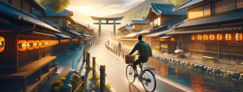 Kyoto bike tours journey through the city's historic streets and the blend of Kyoto's rich cultural heritage with the freedom of exploring on a bicycle